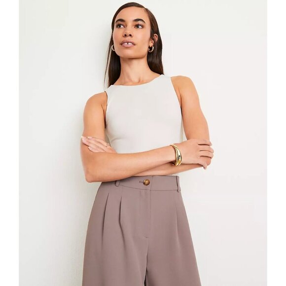 LOFT Versa 360 Knit Tank Bodysuit  Cream size Large - Picture 2 of 5